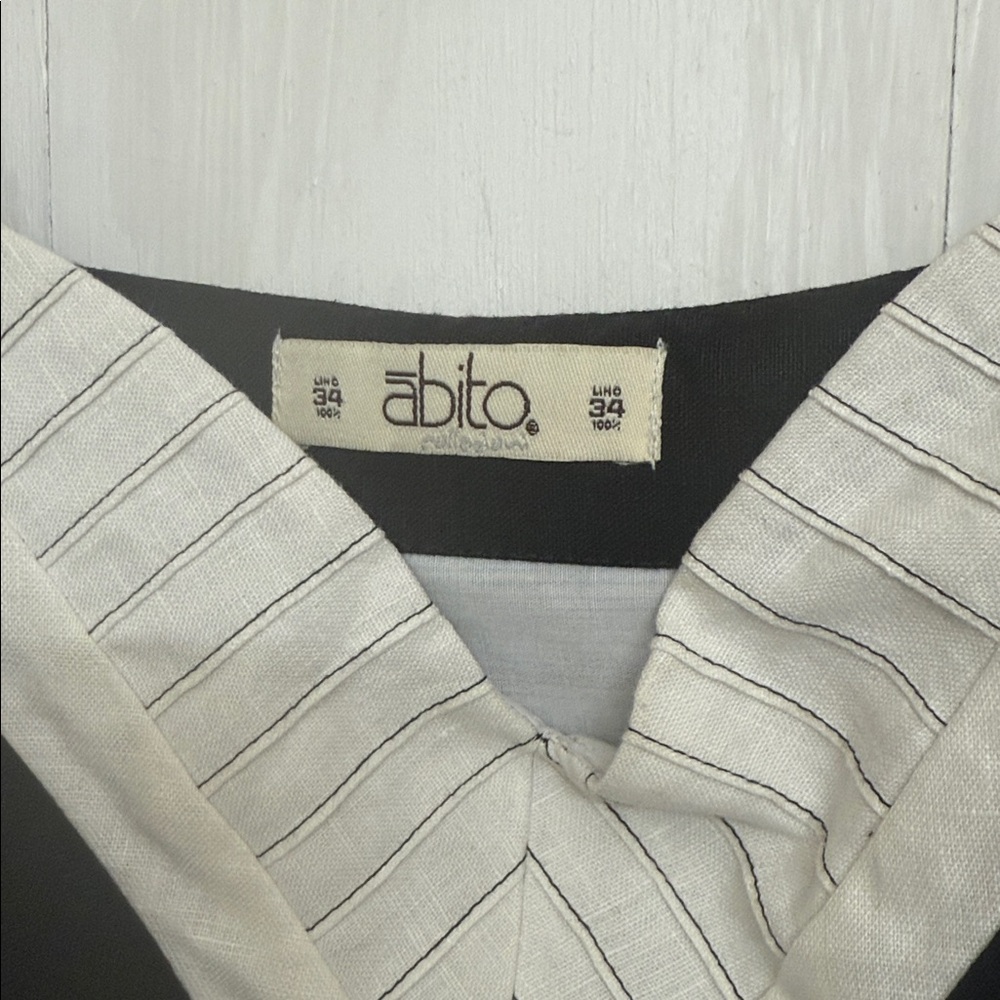 NEW Abito Designer Black & White Cotton Midi Dress Euro 34 / 8/10 - Picture 7 of 12